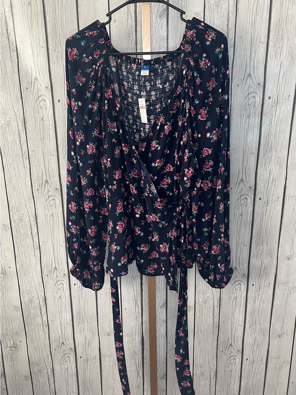 Old Navy NWT Puff-Sleeve Smocked Wrap Blouse XL Floral Boho Cottagecore